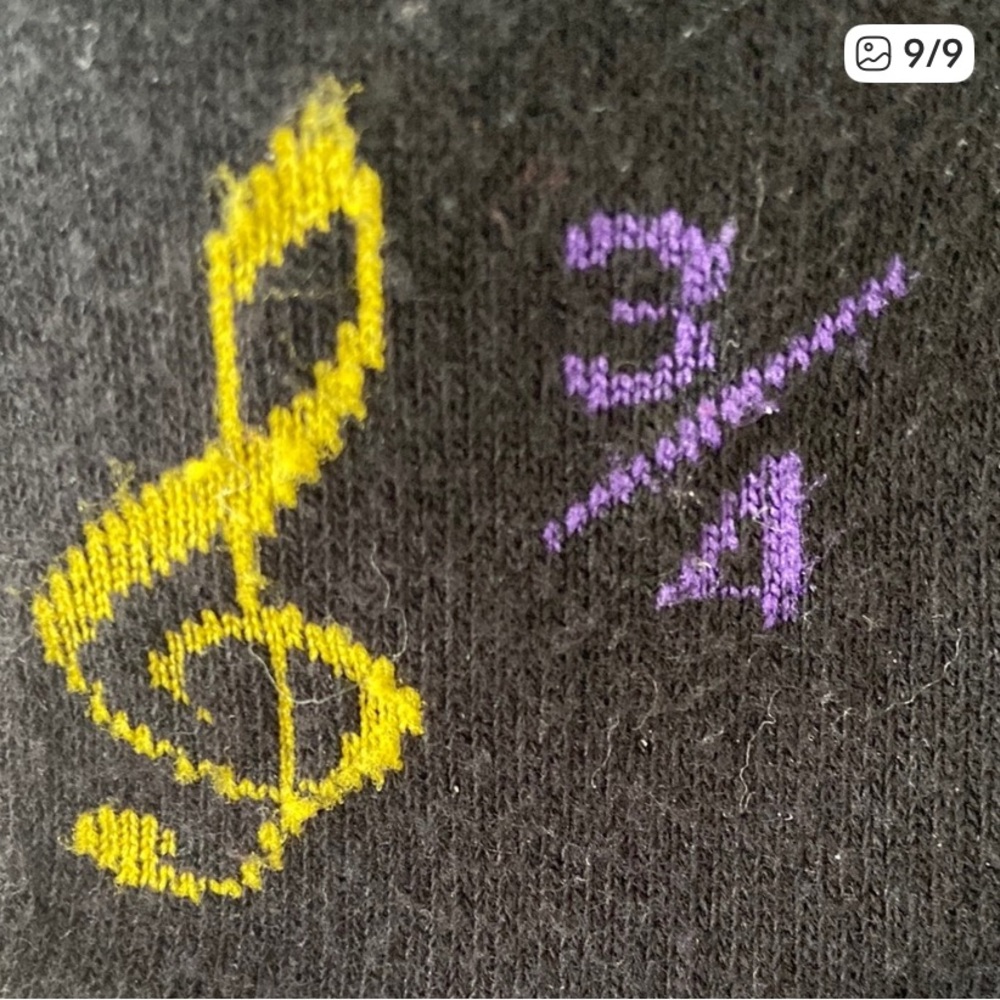 MUSICAL NOTE PATTERNED BLACK SOCKS - Picture 9 of 9
